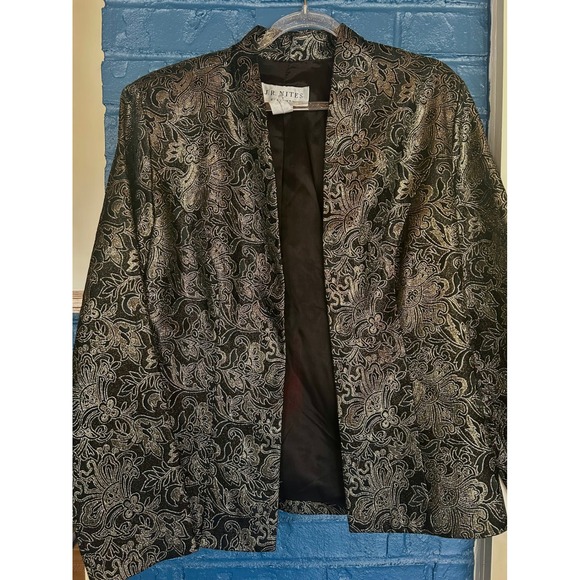Vintage J.R. Nites Caliendo Blazer Metallic Floral Occasion Jacket Size 8‎ - Picture 3 of 8